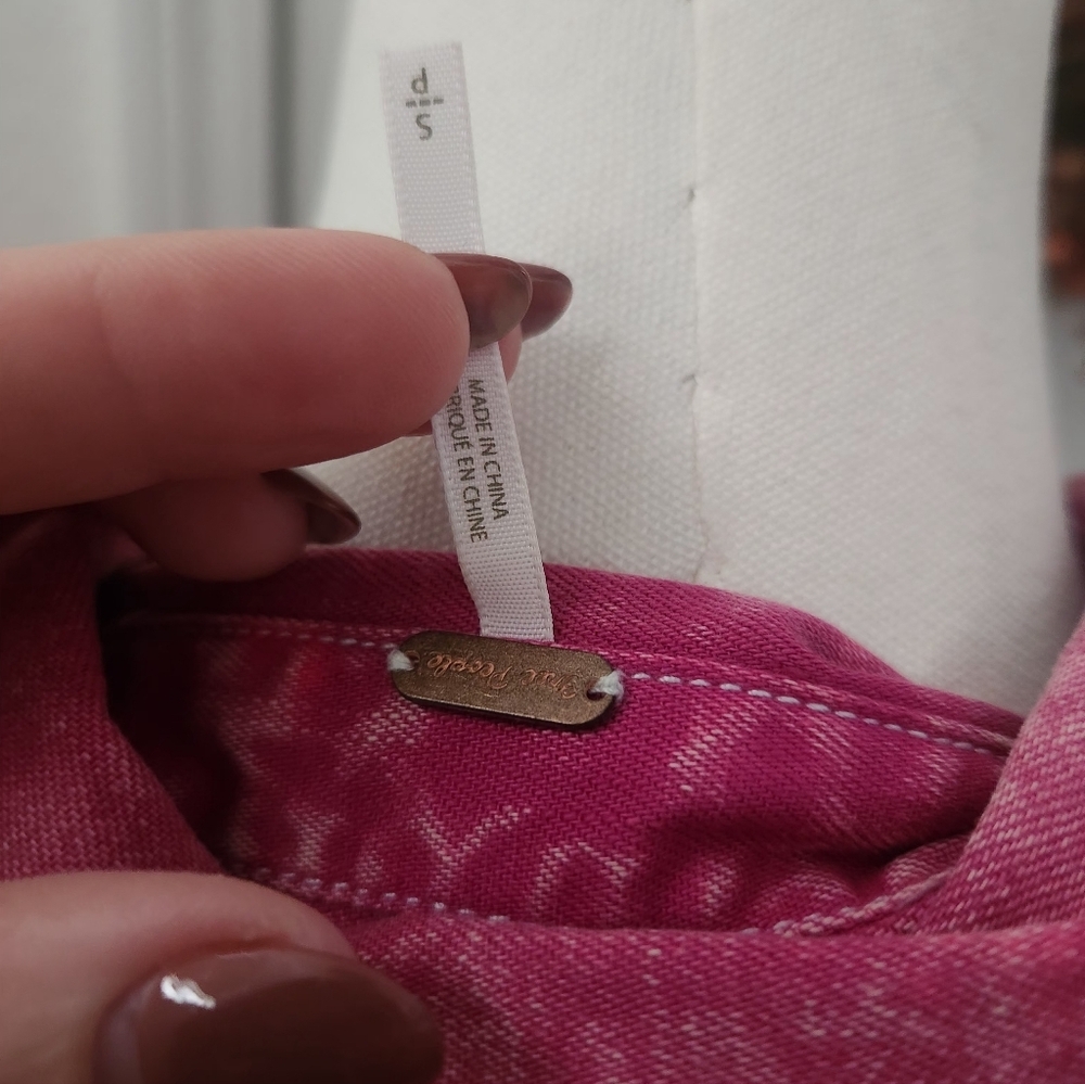 Free People Acid Wash Pink Jacket Top - Picture 7 of 7